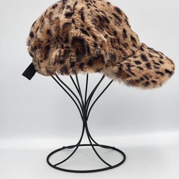 Leopard Print Faux Fur Hat With Adjustable Strap - Picture 2 of 13